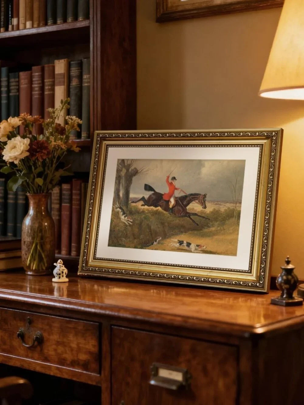 Vintage Equestrian Fox Hunting Canvas Art | 11x14 Inch Horse & Rider Decor